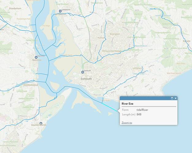 OS Rivers on OS Maps - Exe Estuary - via arcgis - q7