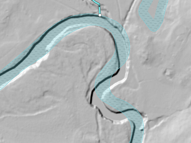 Clearly visible riverbanks in the USGS 3D Elevation Program layer