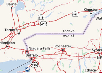 Screenshot of OpenStreetMap Americana centered on Lake Ontario with Lake Ontario missing