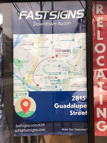 Fastsigns Downtown Austin relocating to 2815 Guadalupe Street