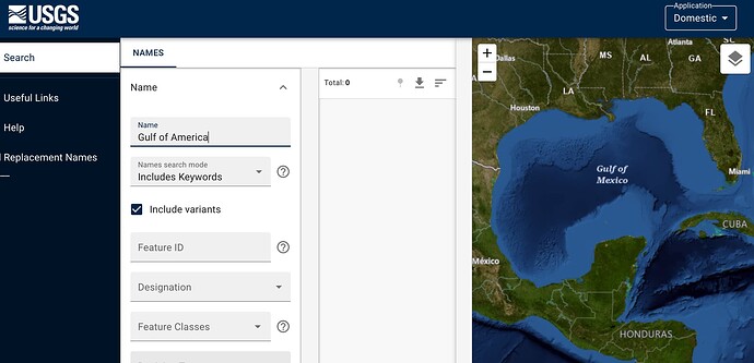 GNIS search for Gulf of America
