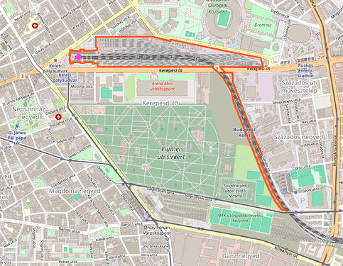 Budapest-Keleti railway=station mapped as an area