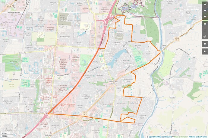 The Landen CDP includes many residential and retail areas that have nothing to do with the Landen development, other than that people sometimes casually refer to the general area as “Landen”.