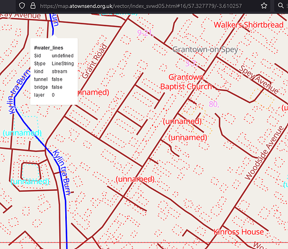 Screenshot of the svwd05 map style, showing a Walkers Shortbread shop in Scotland