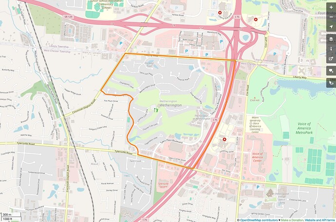 The Wetherington CDP includes most of the Wetherington subdivision but also some newer related developments, both residential and retail.