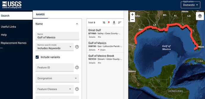 GNIS search for Gulf of Mexico