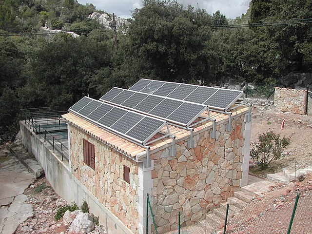 solar panels tilted on a frame